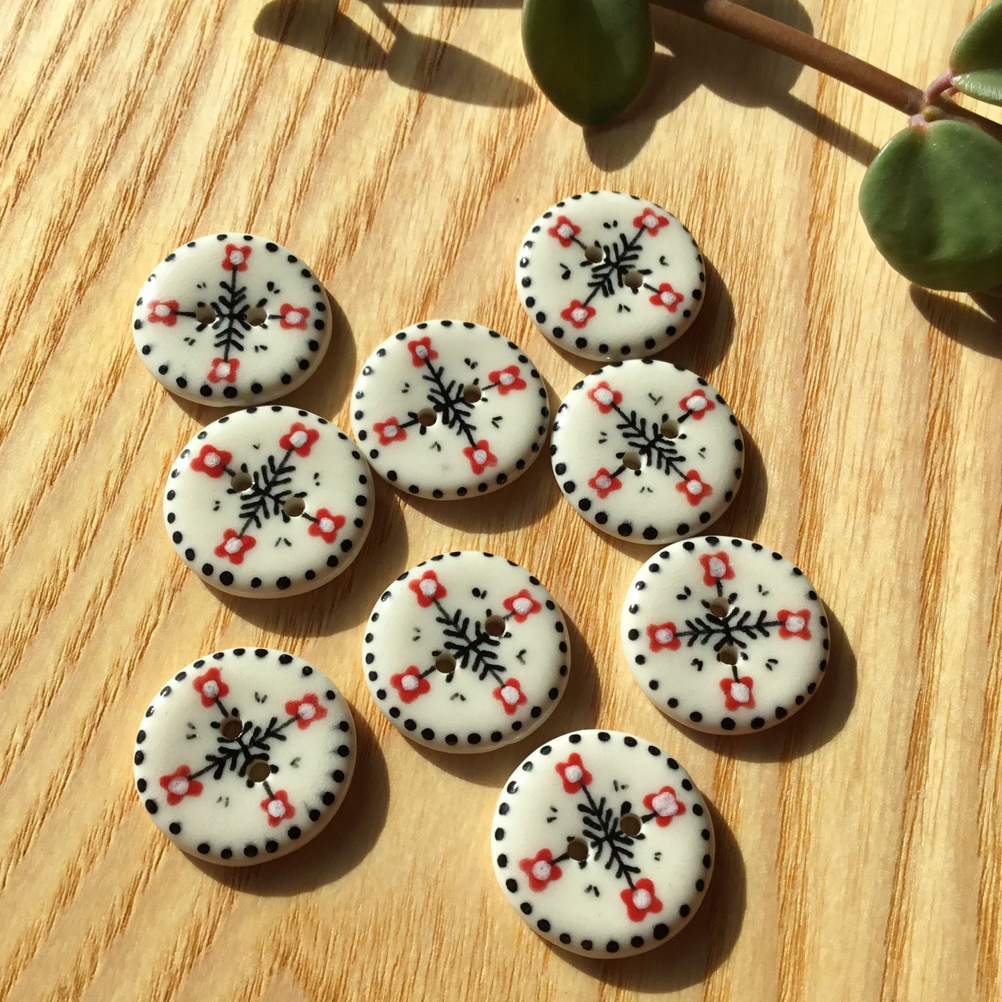 ‘Nordic Garden’ Porcelain Button  7/8”