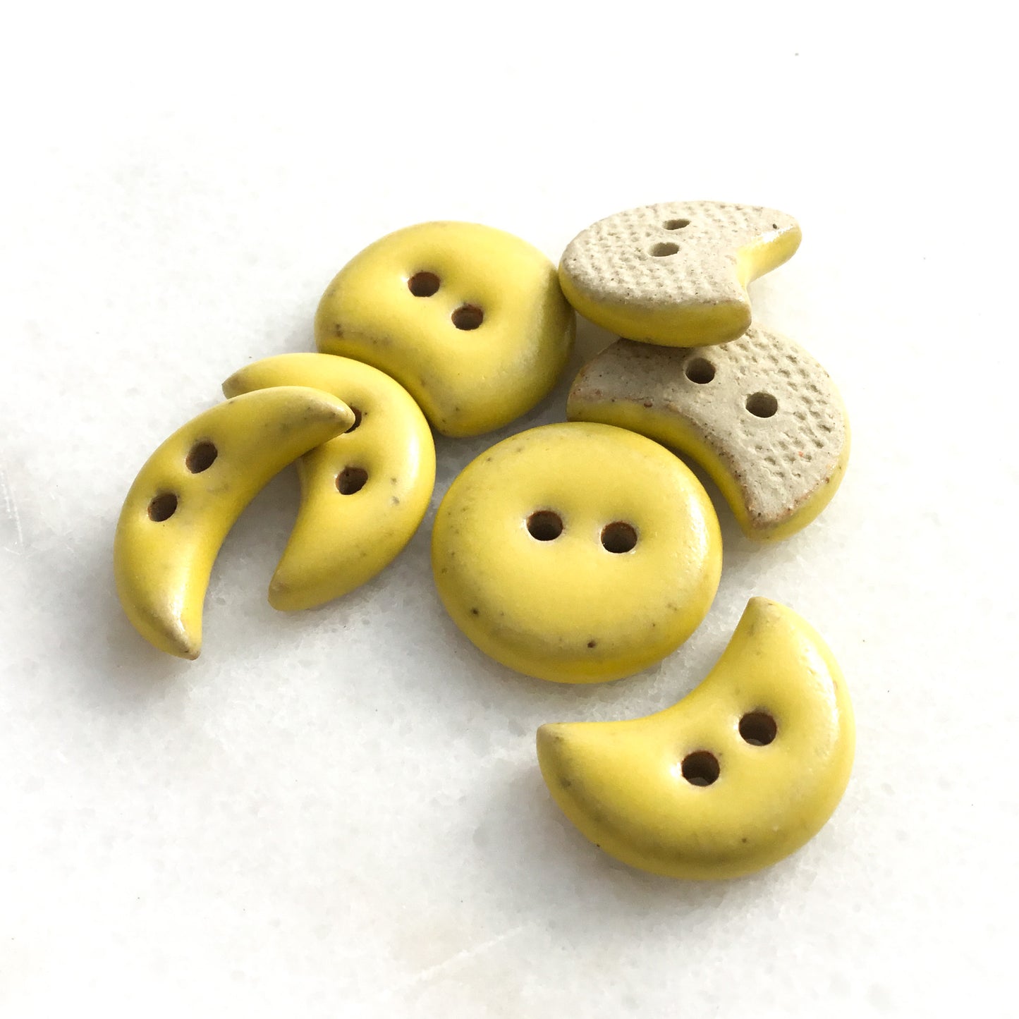 Custard Yellow Moon Phase Buttons  11/16"  7-Pack