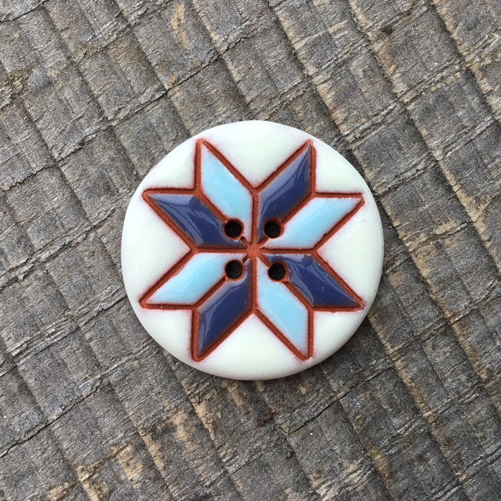 Eight Point Star Quilt Block Button 1-1/16