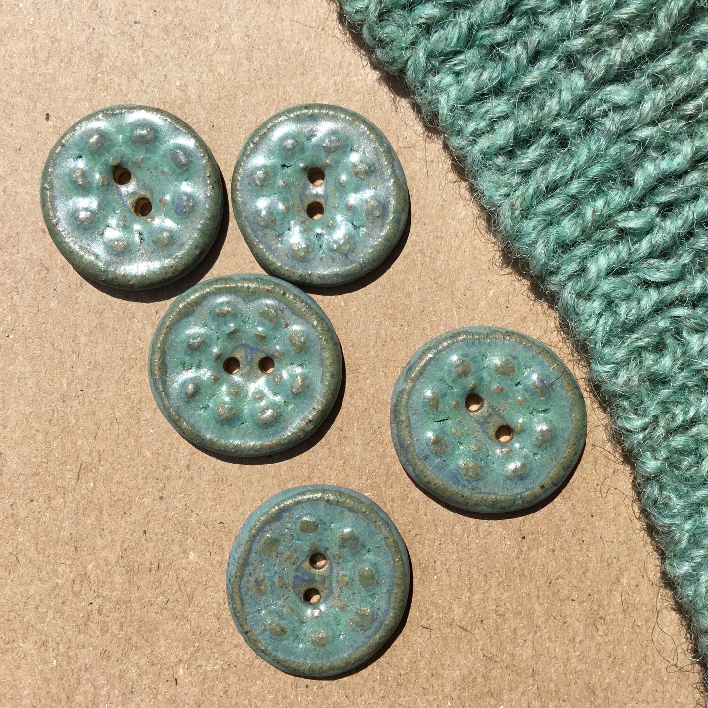 Blue Stone 'Aster' Stoneware Button  13/16"