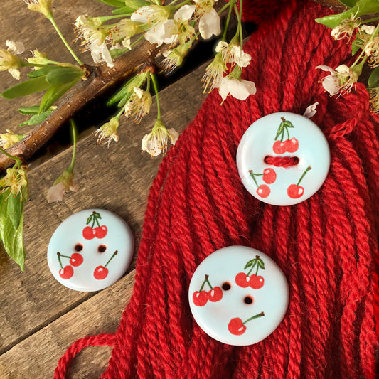 ‘Cherry Sky' Ceramic Button  1-1/16"