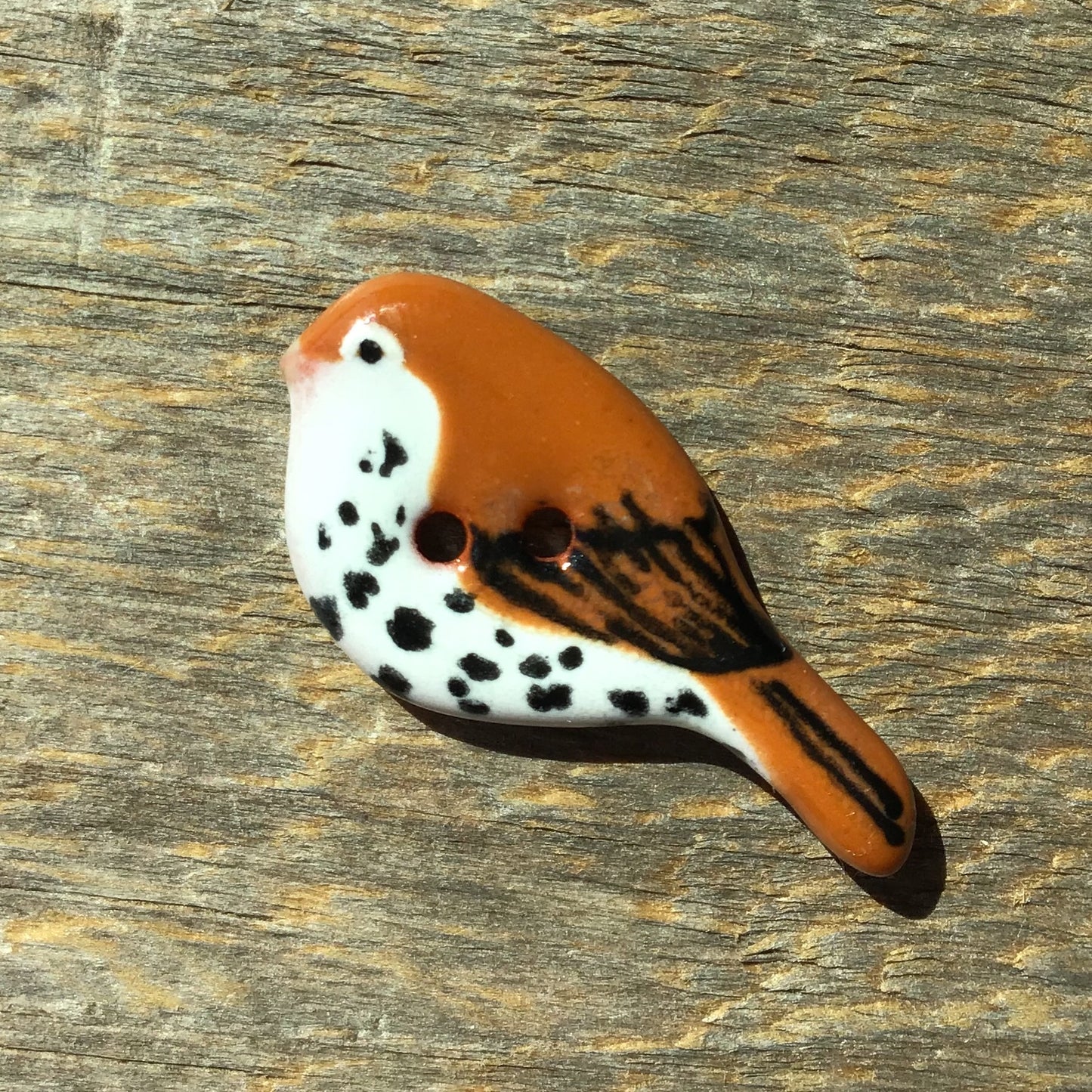 Ceramic Perching Songbird Button *NEW SPECIES! 1/2” x 1-1/8"