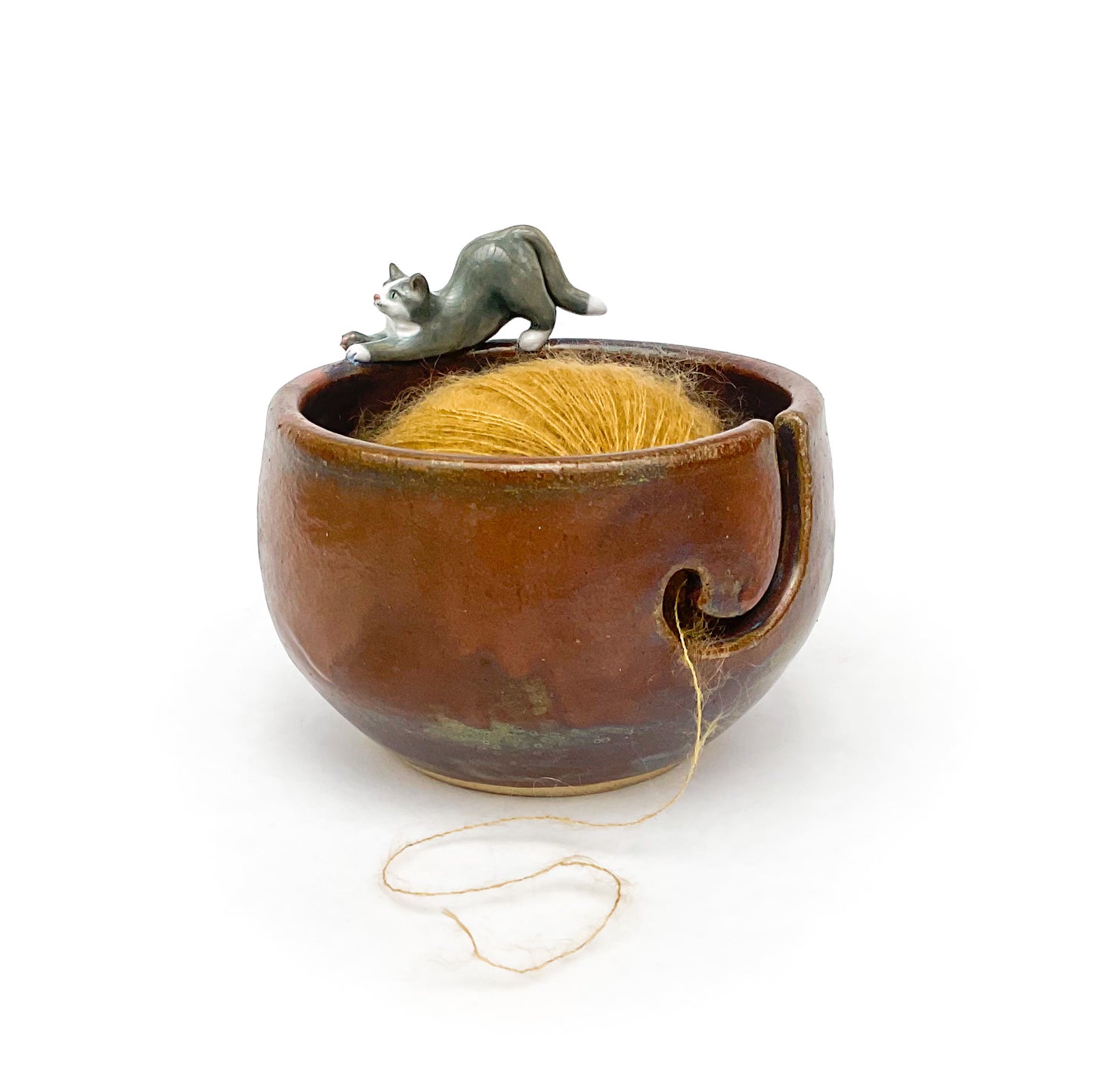 Stretching Cat Yarn Bowl