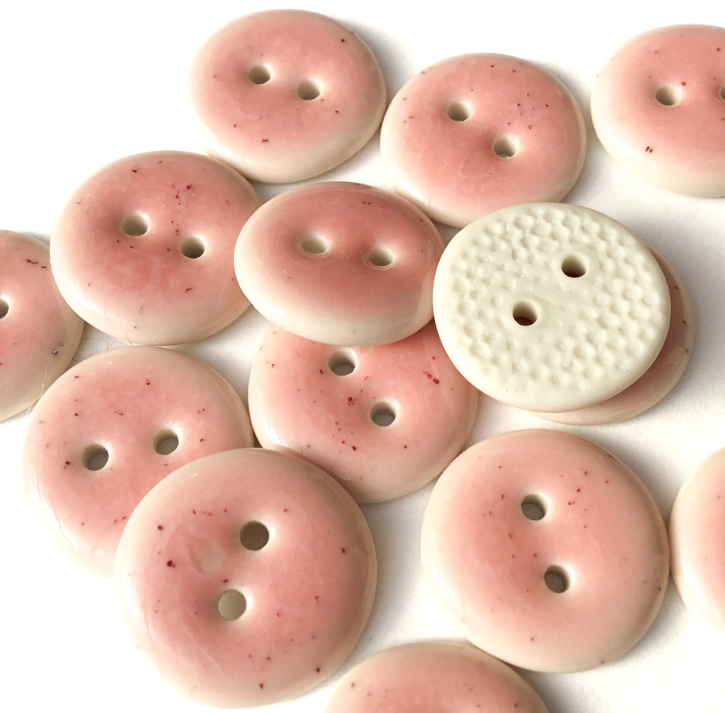 Speckled Pink Porcelain Buttons   11/16”