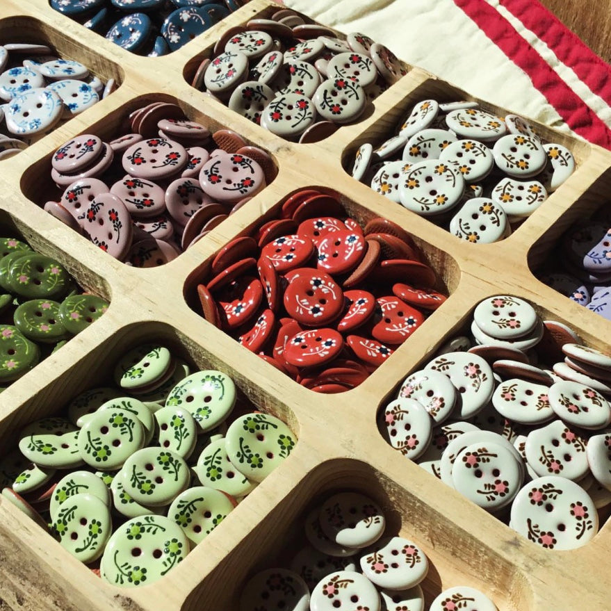 Dancing Flowers Ceramic Button