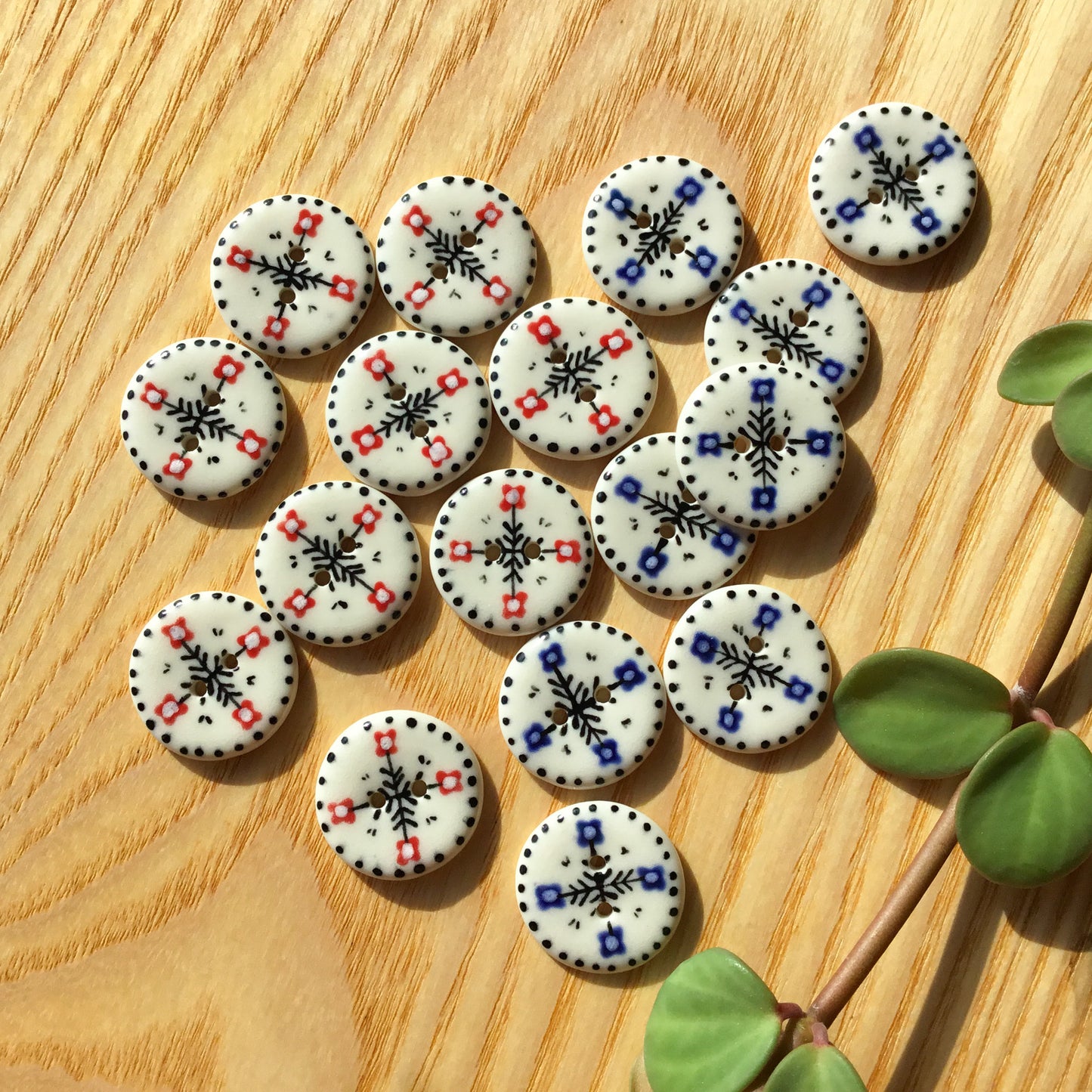 ‘Nordic Garden’ Porcelain Button  7/8”