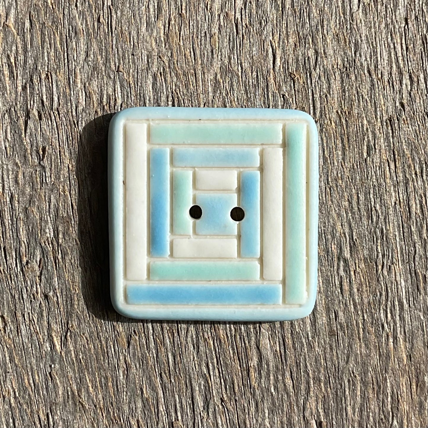 Porcelain Log Cabin Quilt Button 1”