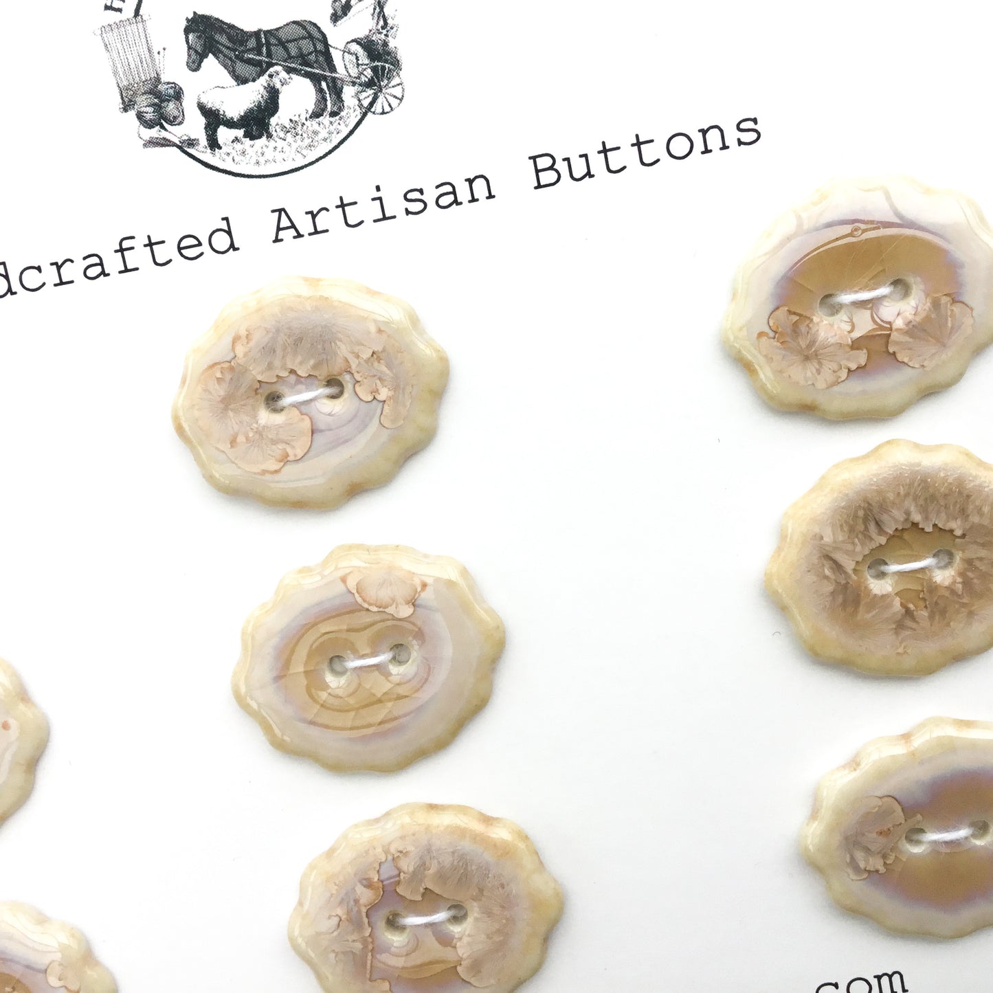 'Rose Gold' Scalloped Porcelain Buttons   3/4" x 7/8"  - 9 Pack