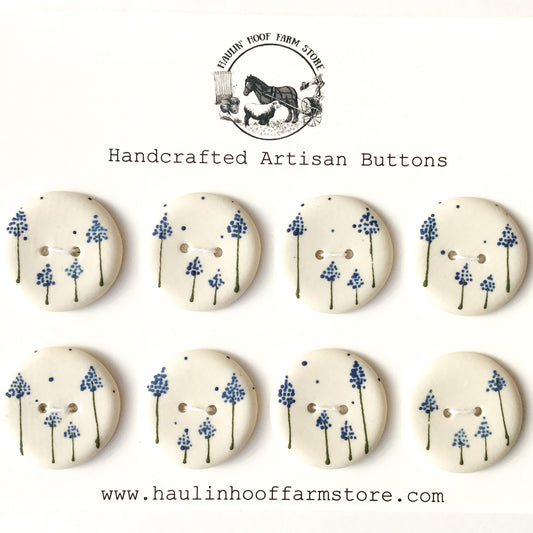 ‘Elsie Blue’ Designer Porcelain Buttons  1"  8-Pack