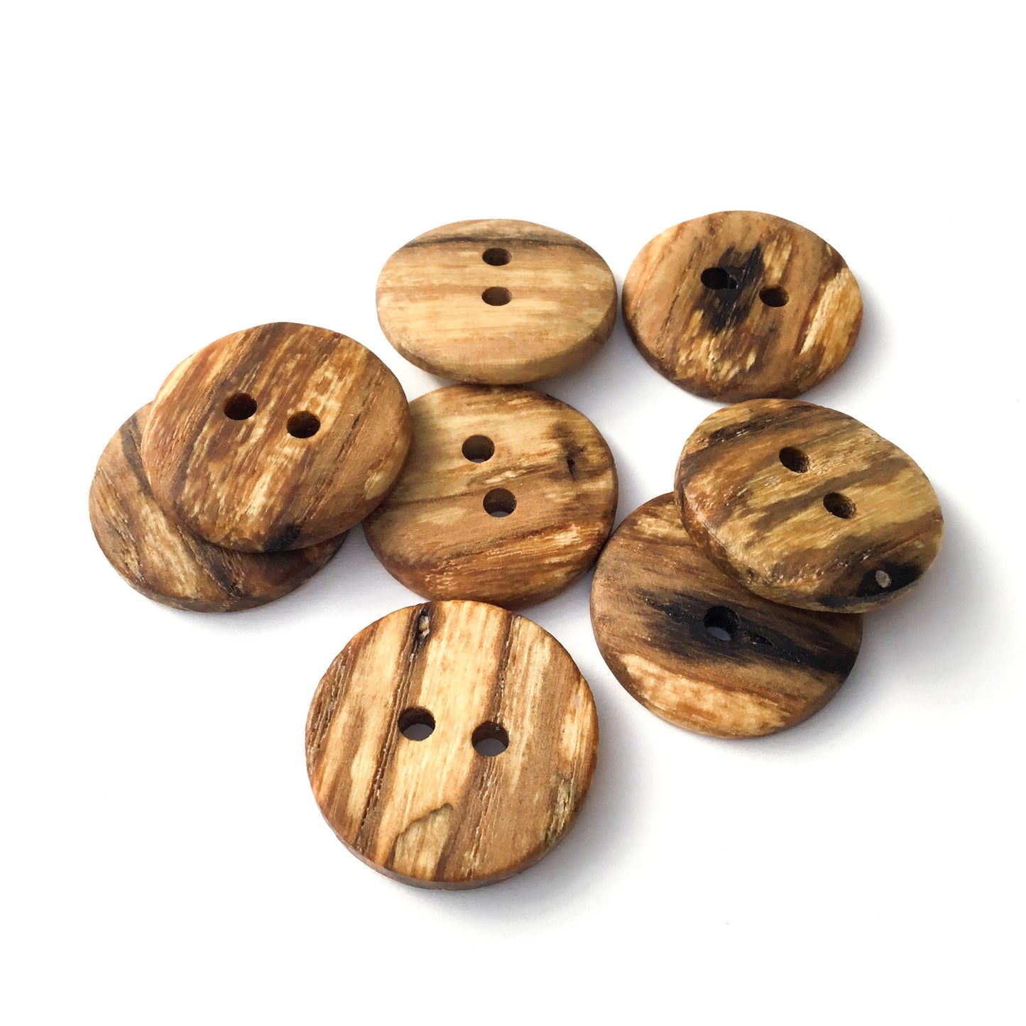 Spalted Dark Ash Wood Buttons  1"  8 pack