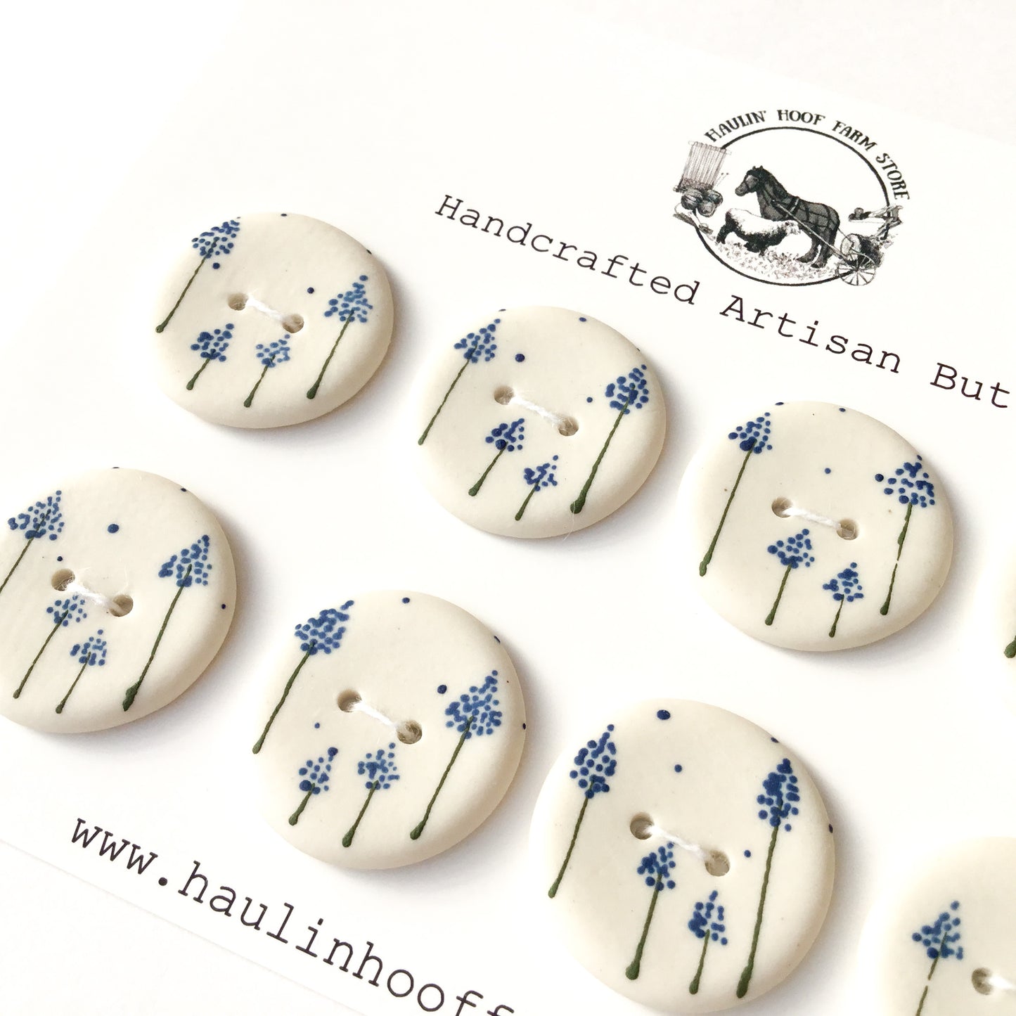 ‘Elsie Blue’ Designer Porcelain Buttons  1"  8-Pack