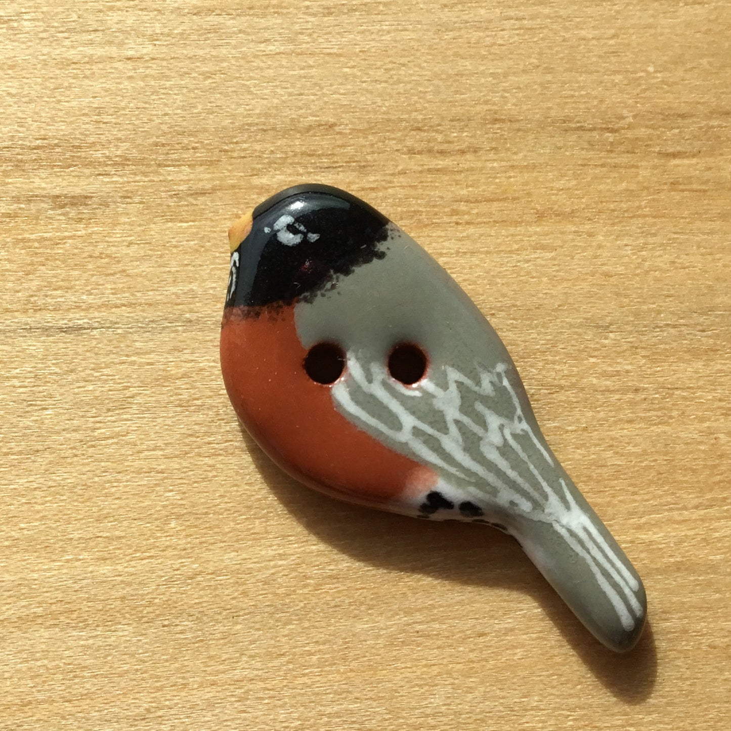 New! Ceramic Perching Songbird Button 1/2” x 1-1/8"