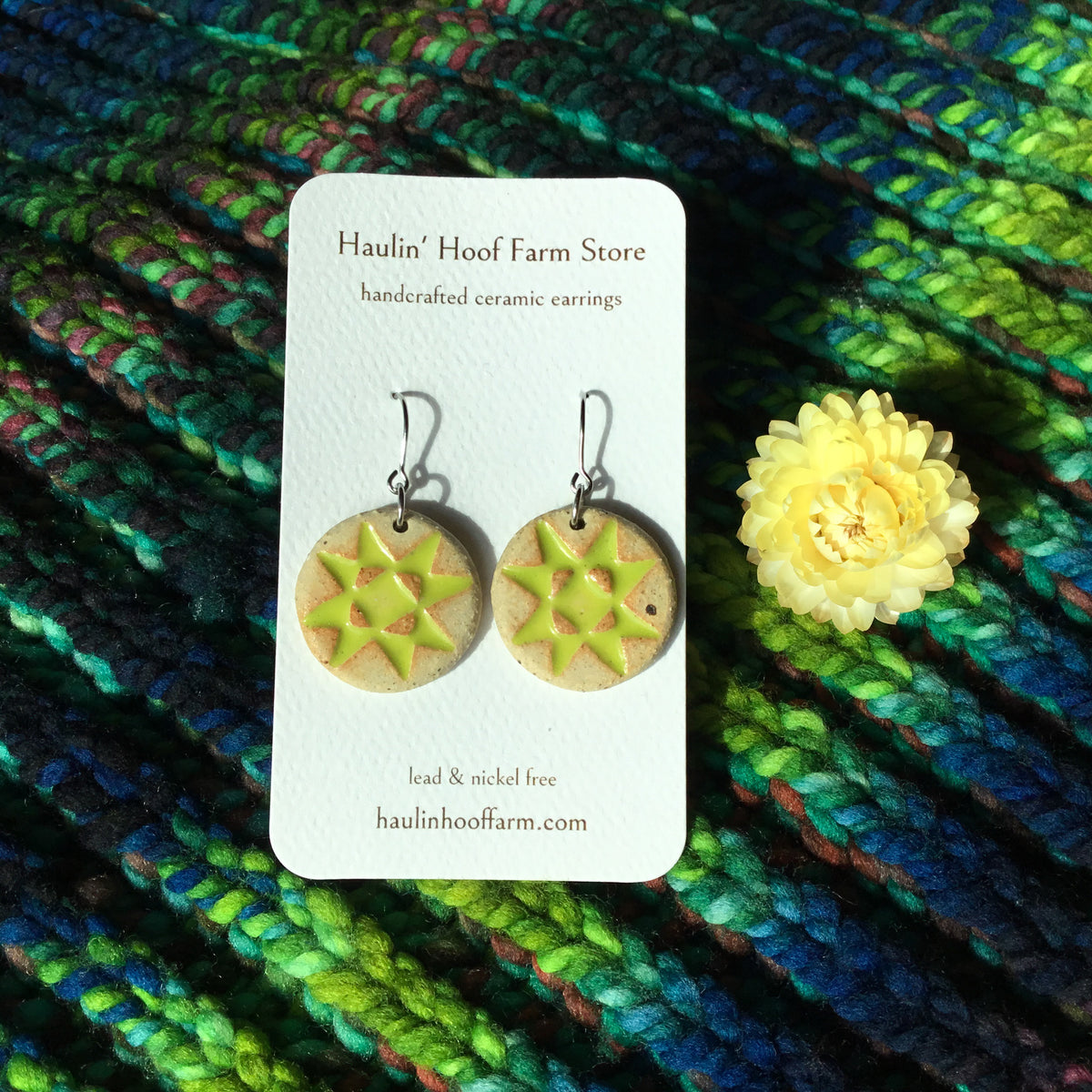Rustic Ohio Star Stoneware Earrings