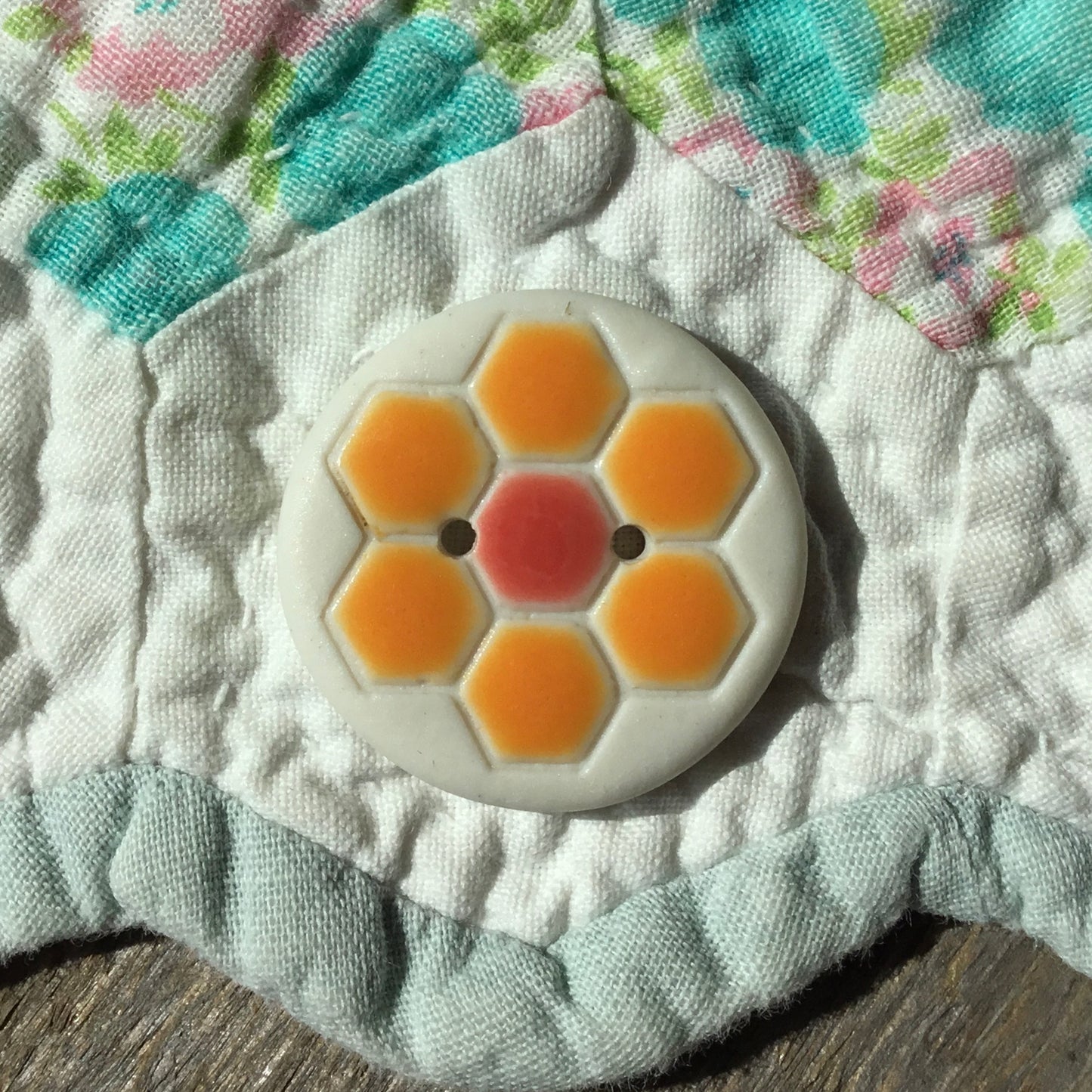 ‘Grandma’s Flower Garden’ Porcelain Button 1"