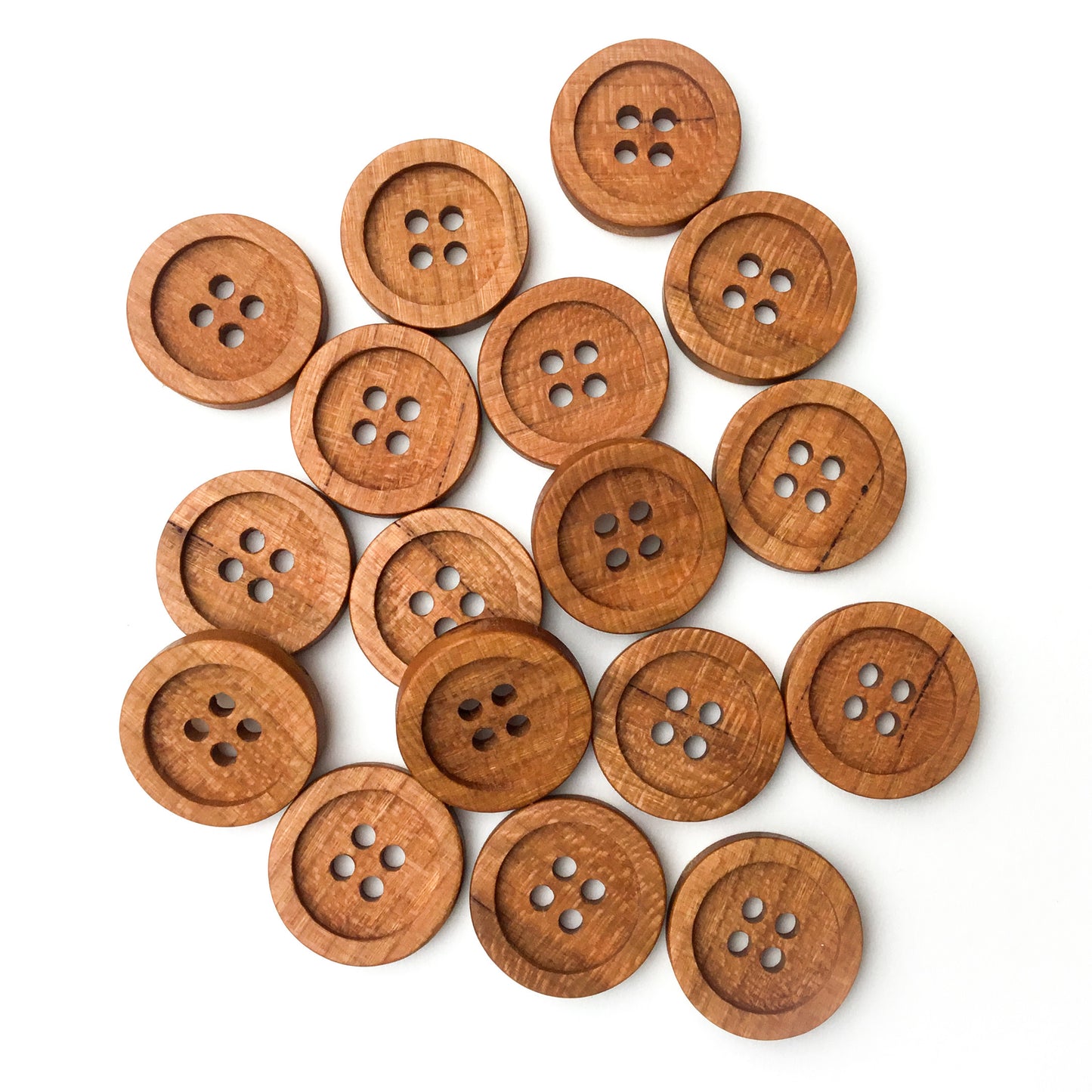 Four Hole Inset Button - Cherry Wood  1"