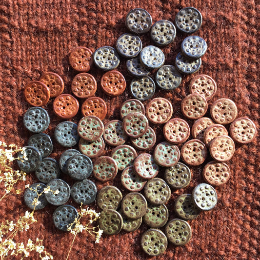 Shino 'Aster' Stoneware Buttons  13/16"