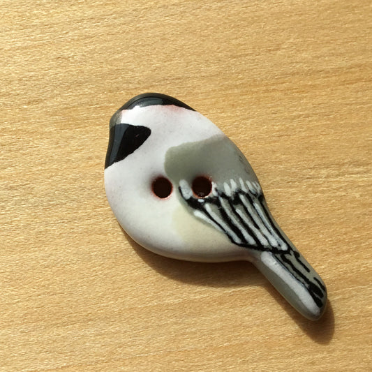 Ceramic Perching Songbird Button 1/2” x 1-1/8"