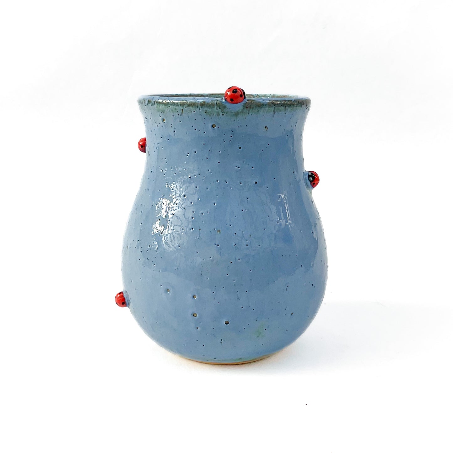 Stoneware Ladybug Vase