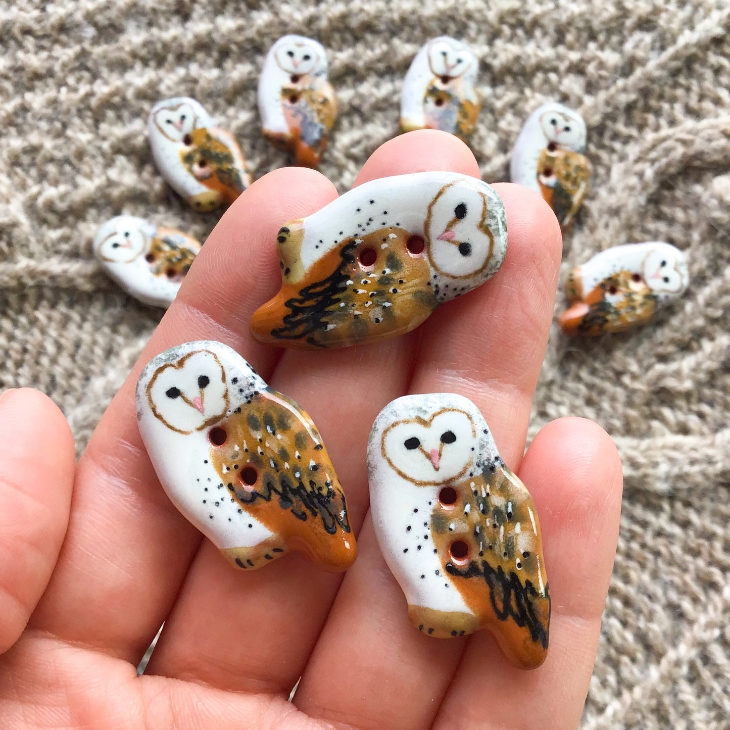 Ceramic Owl Buttons 11/16" x 1-1/4”