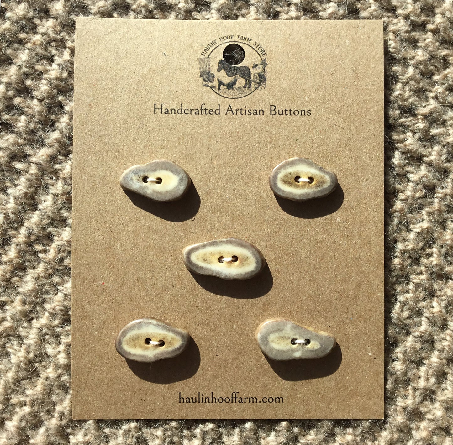 Polished Deer Antler Shed Buttons  9/16 x 1"  5-Pack
