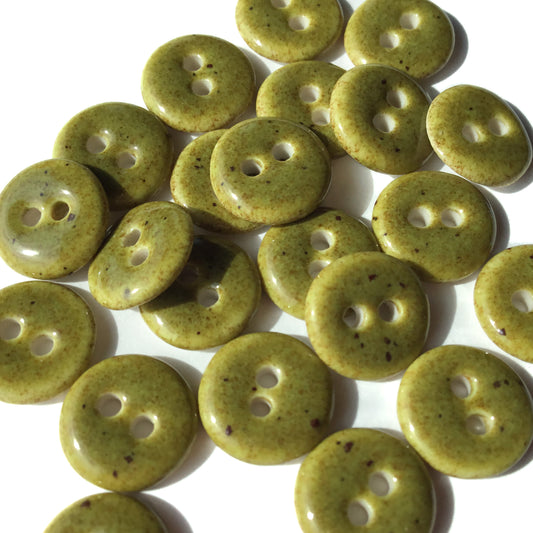 Speckled Olive Porcelain Button  7/16"