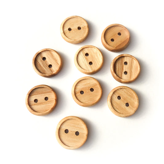 Bead Rim Bright Ash Wood Buttons - 3/4” 9-Pack