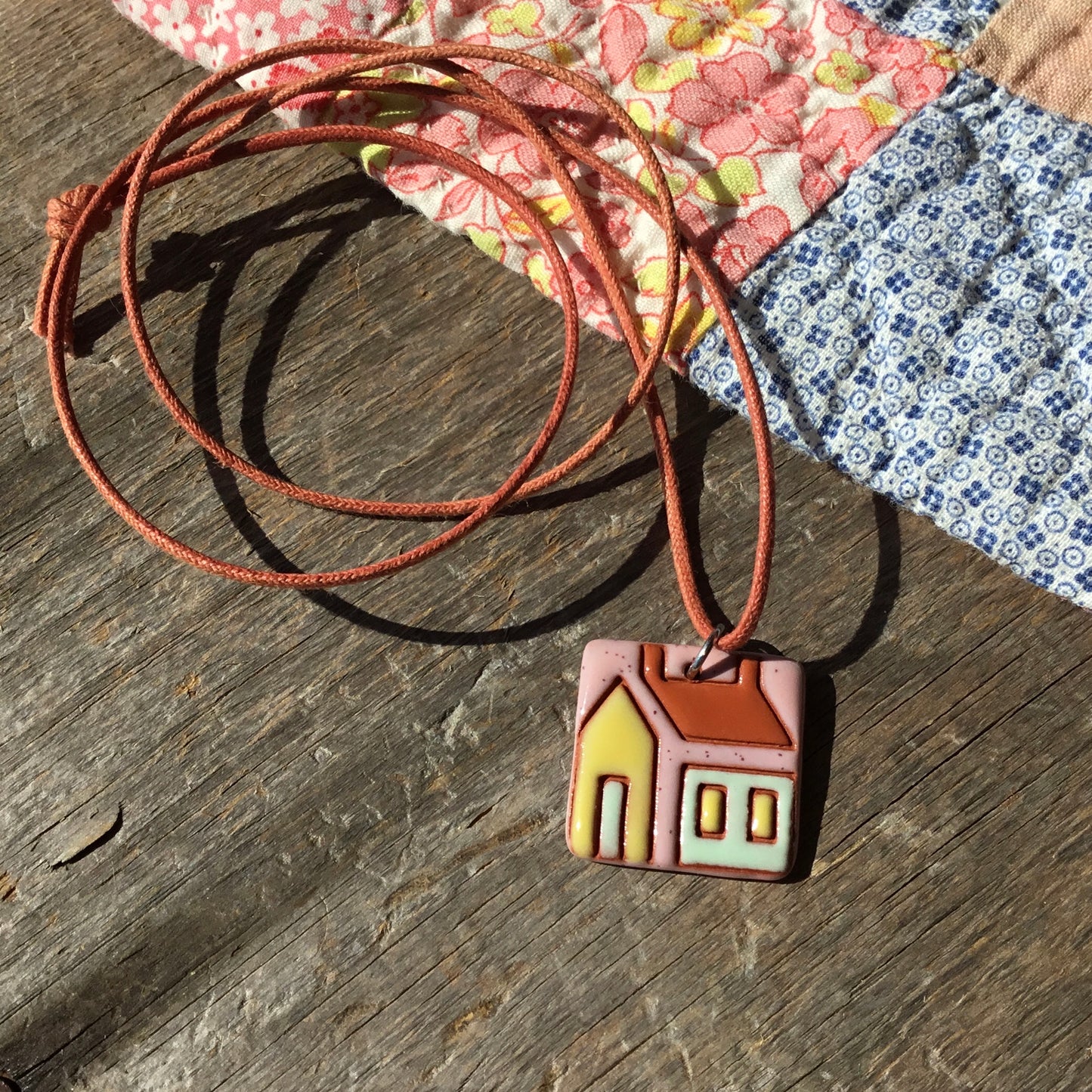 House Quilt Necklace