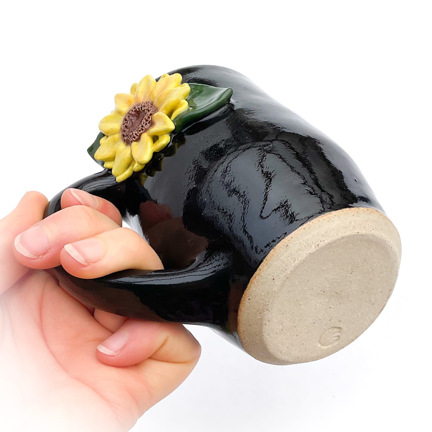 Sunflower Hand Sculpted Stoneware Mug 11 oz
