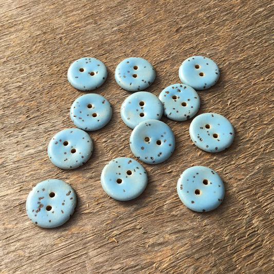 Matte Blue Fleck Stoneware Buttons - 3/4"