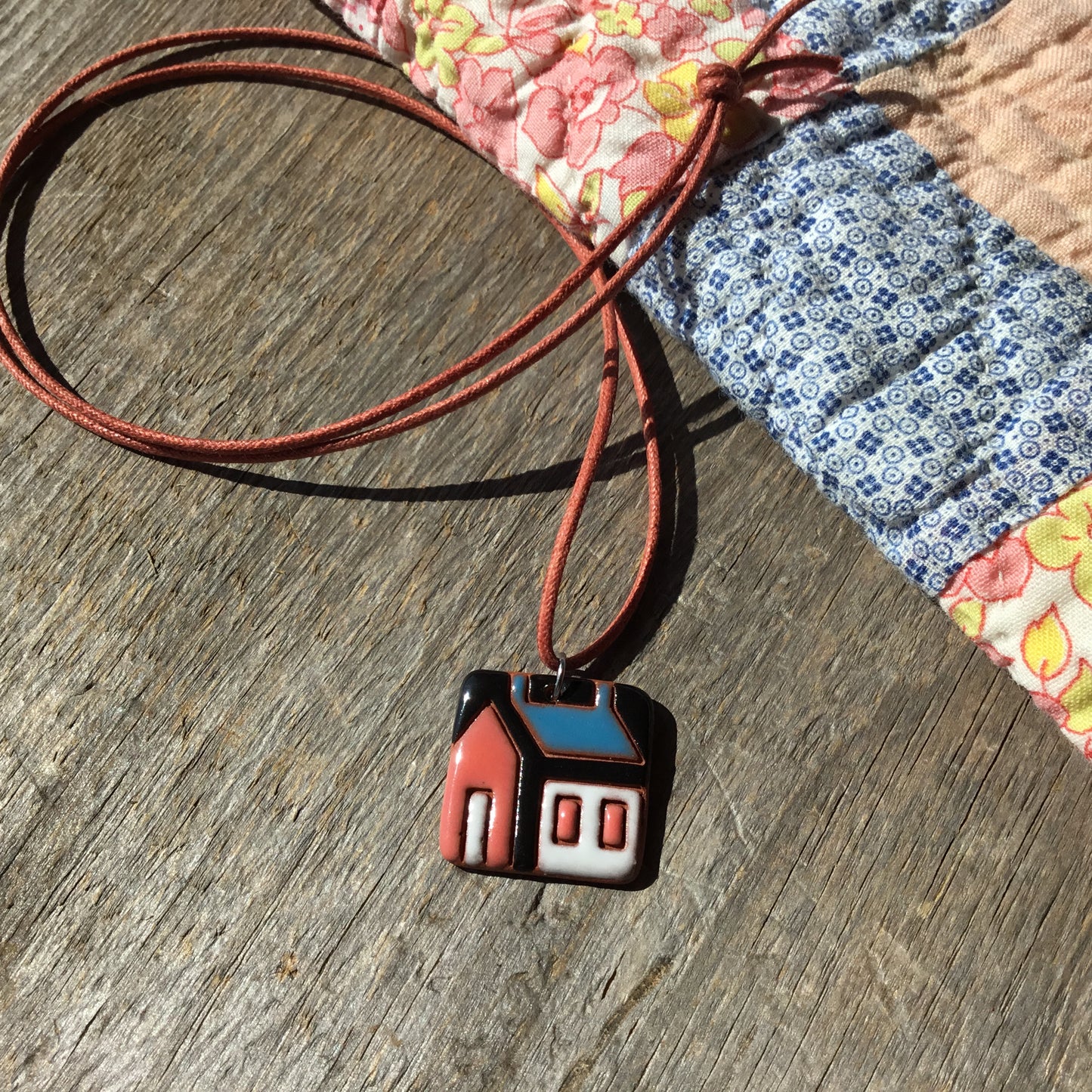 House Quilt Necklace