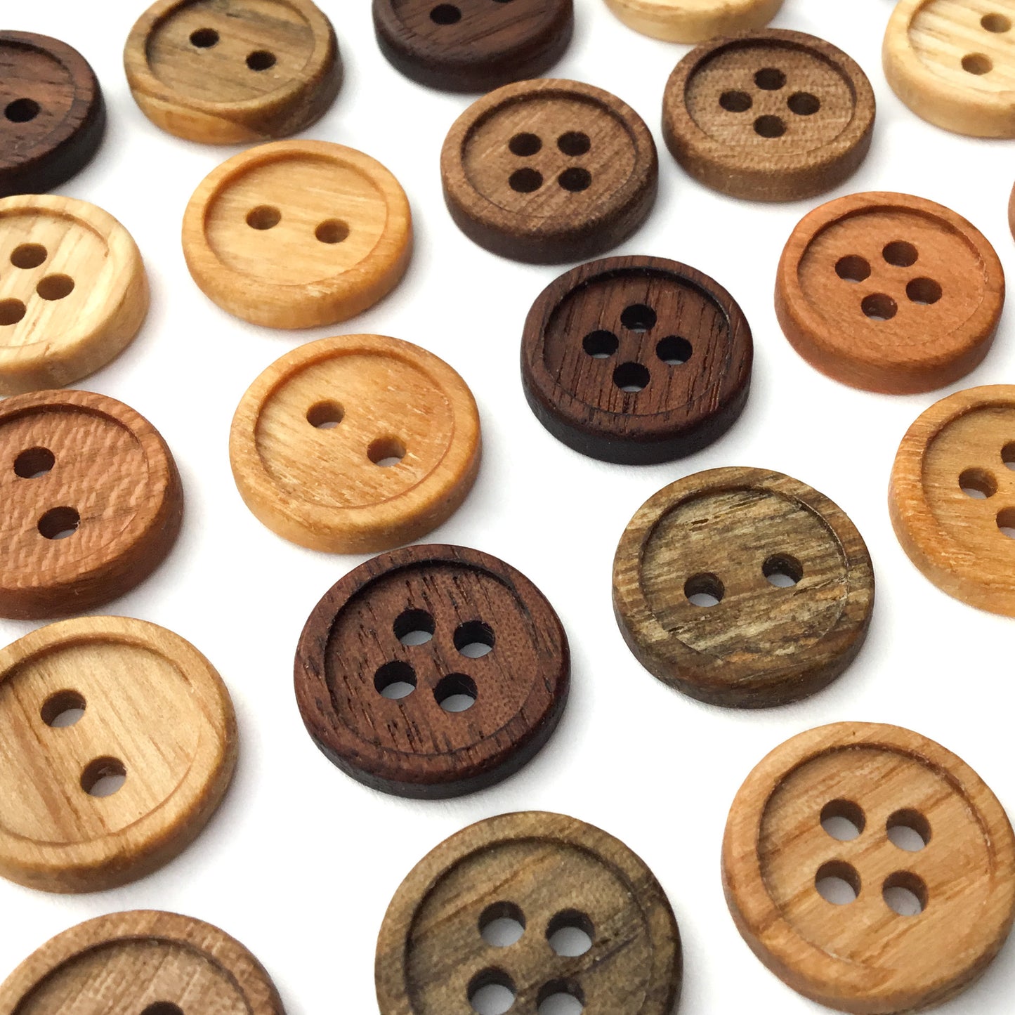 Bead Rim Wood Buttons - 5/8”