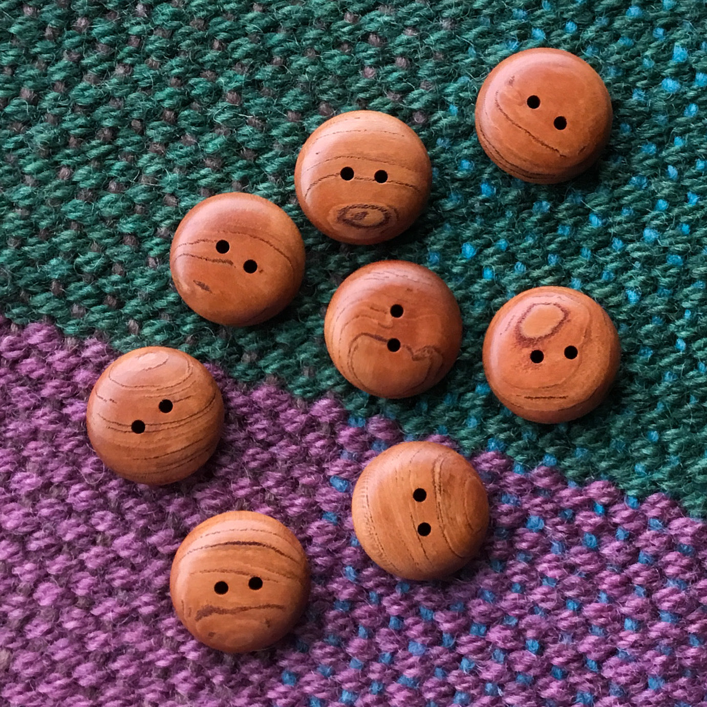 Mineral Streaked Polished Cherry Wood Buttons  1"