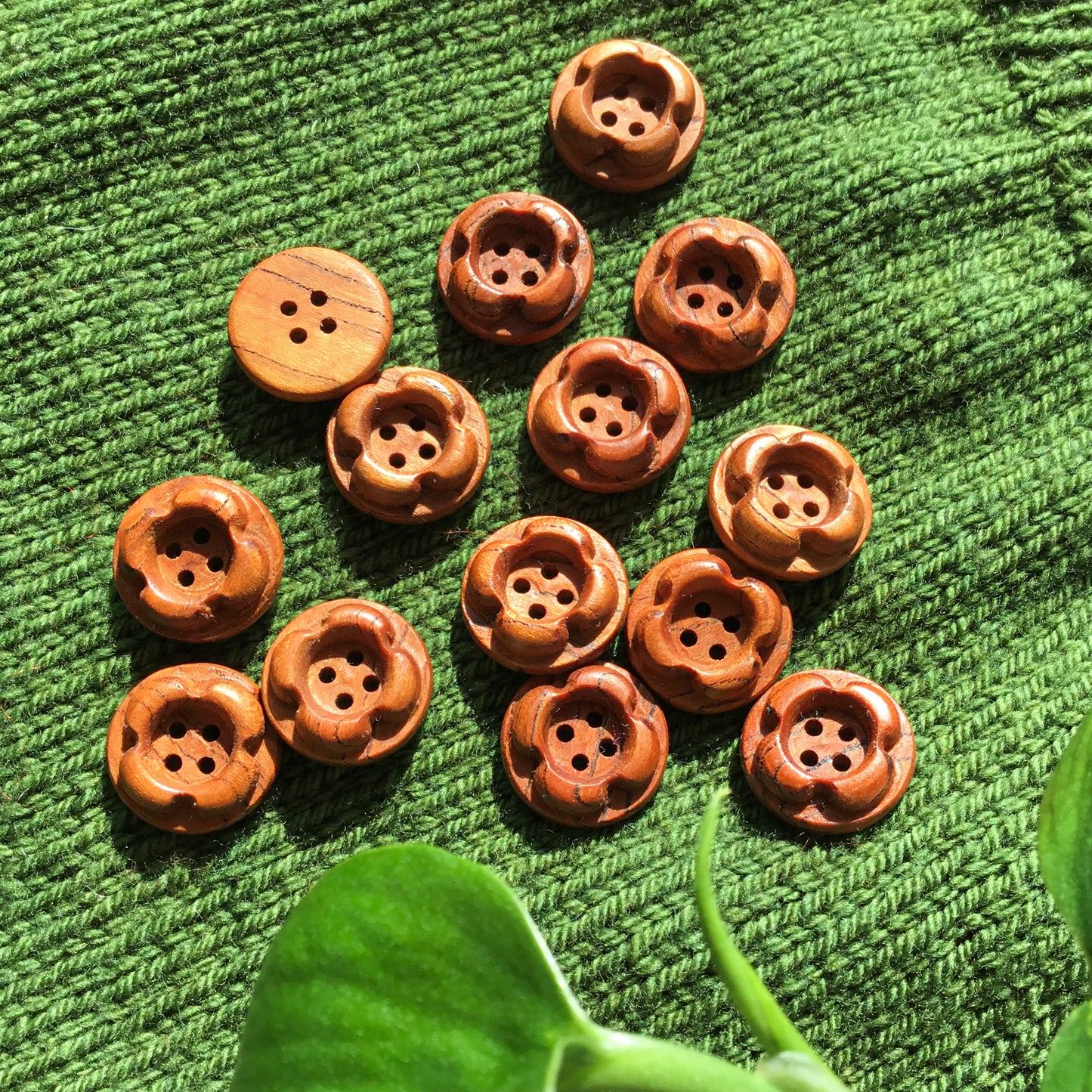 ‘Forest Flowers’ Mineral Cherry Wood Buttons  3/4”
