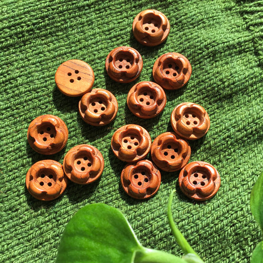 ‘Forest Flowers’ Mineral Cherry Wood Buttons  3/4”