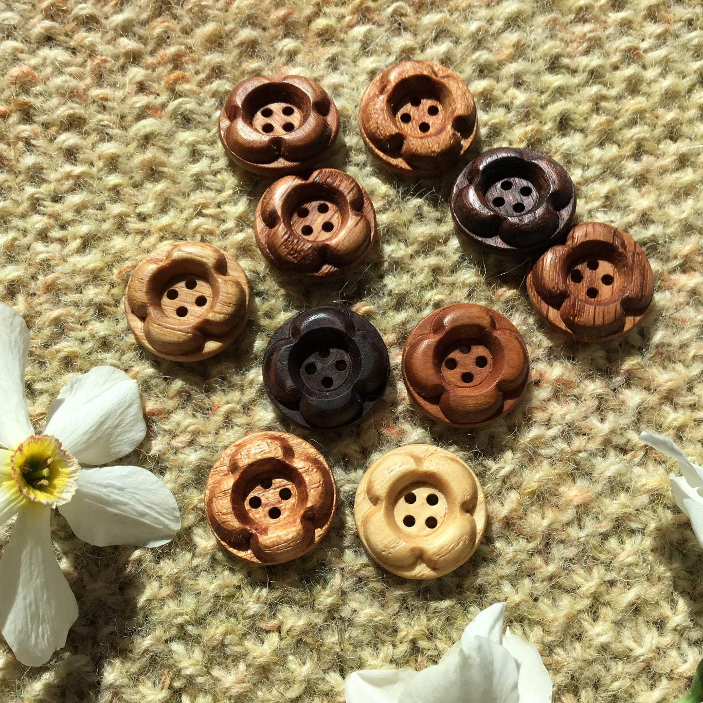Forest Flowers Wooden Buttons  7/8”