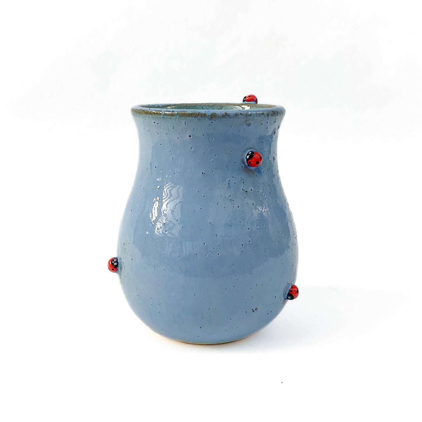 Stoneware Ladybug Vase