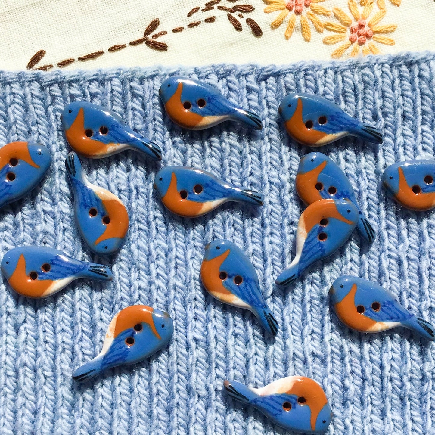 Ceramic Perching Songbird Button *NEW SPECIES! 1/2” x 1-1/8"