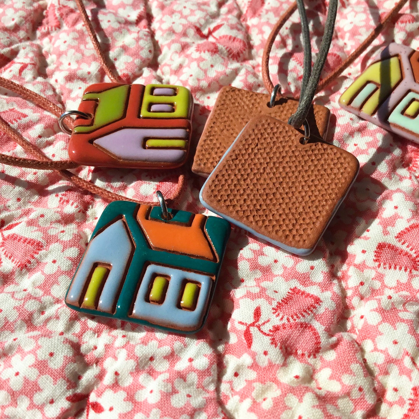 House Quilt Necklace