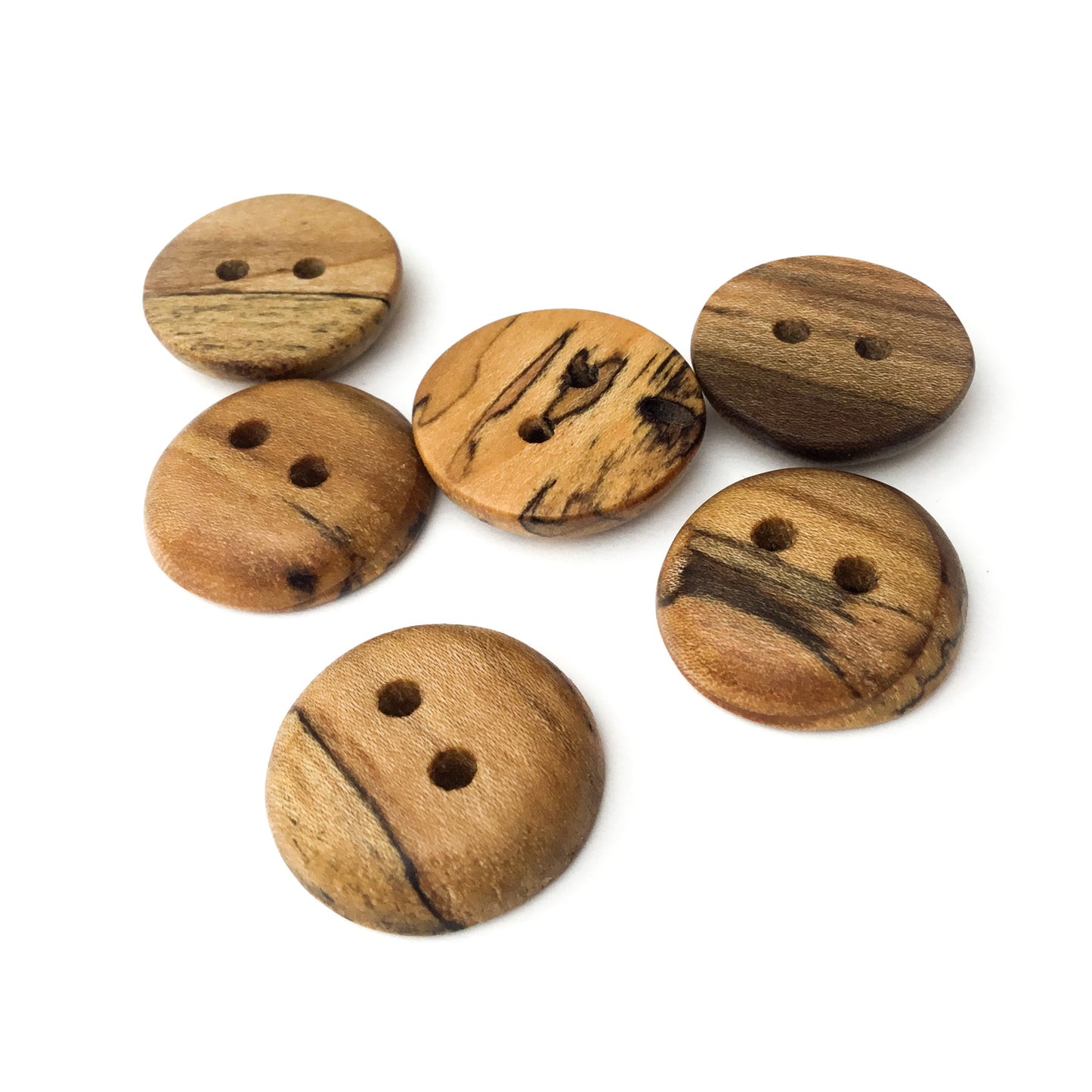 Lightly Spalted Poplar Wood Buttons  7/8”  6-pack