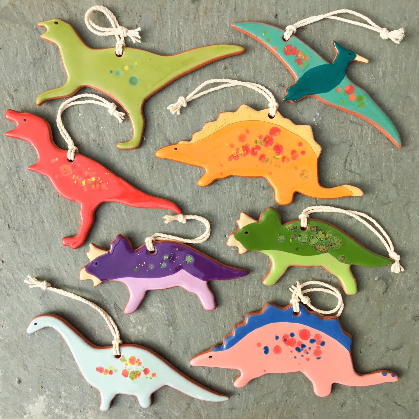 Color Burst Dinosaur Ornaments