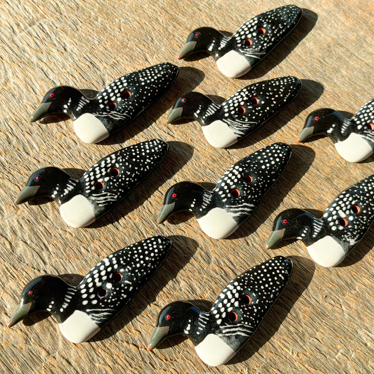 New Look! Ceramic Loon Buttons - two sizes