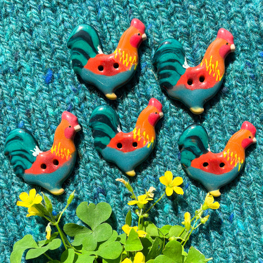 Rooster buttons - 1-3/16” x 1-3/16”