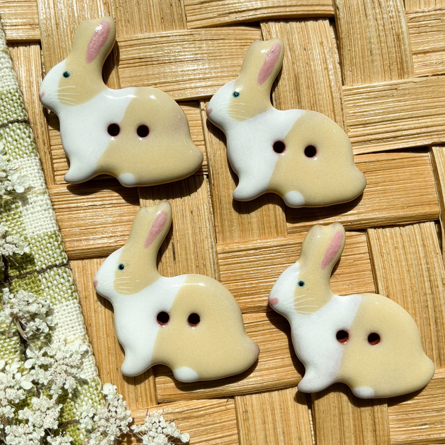 Rabbit buttons - 1-1/16” x 1-3/16”
