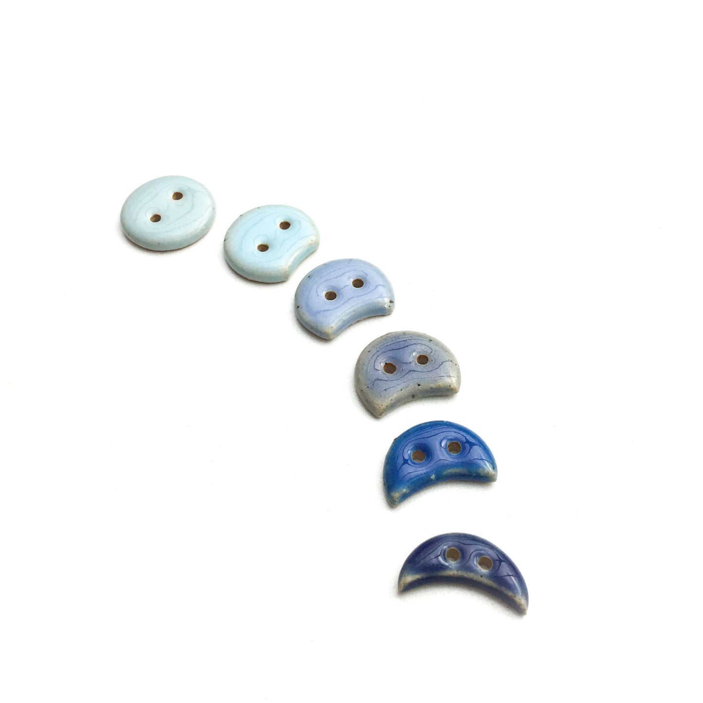 Blue Moon Phase Ceramic Buttons - 3/4" - 6 Pack