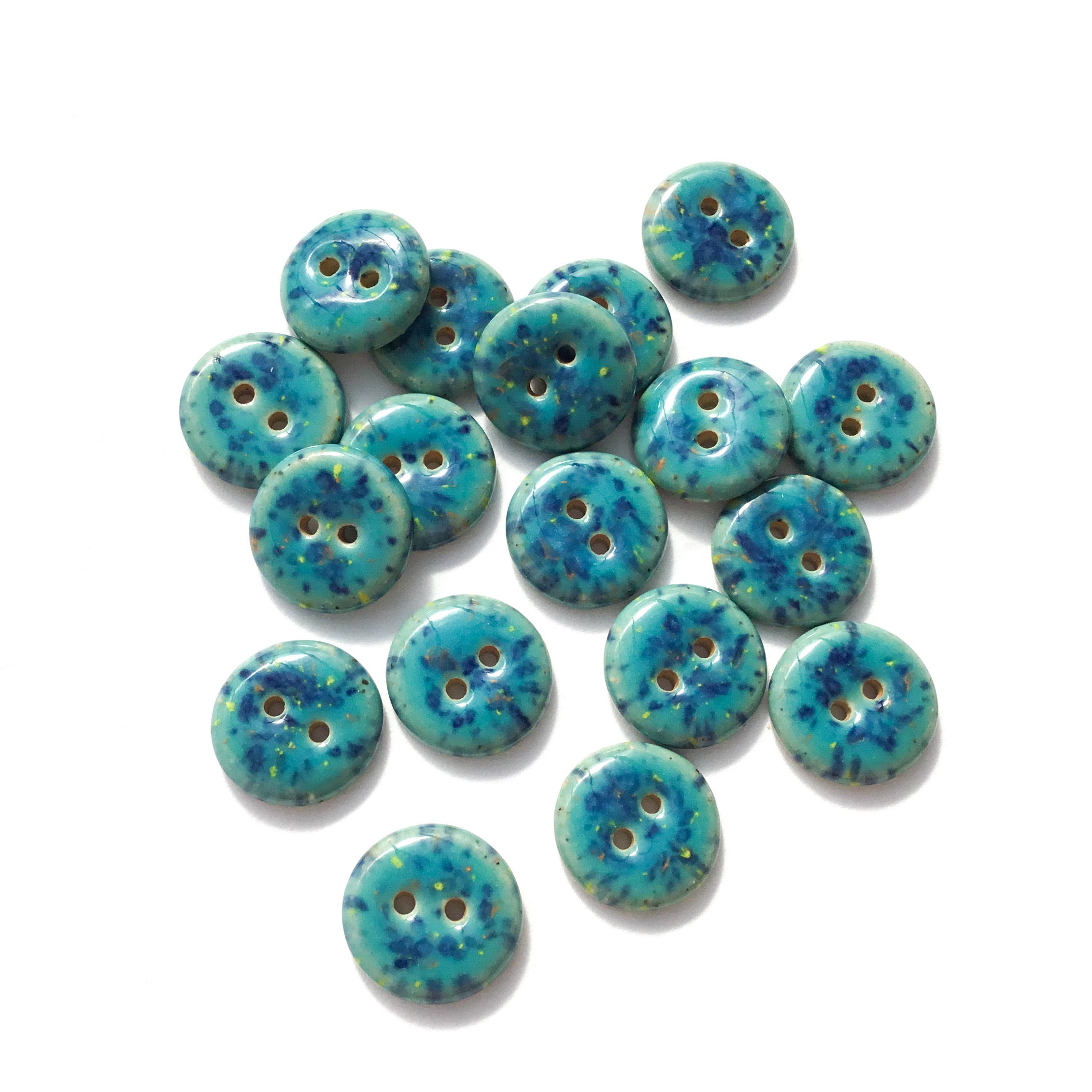 Turquoise Shell Buttons Speckled Turquoise Stoneware Buttons 5/8