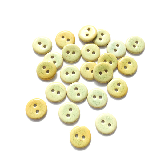 Gold & Honeydew Green Porcelain Buttons  1/2"