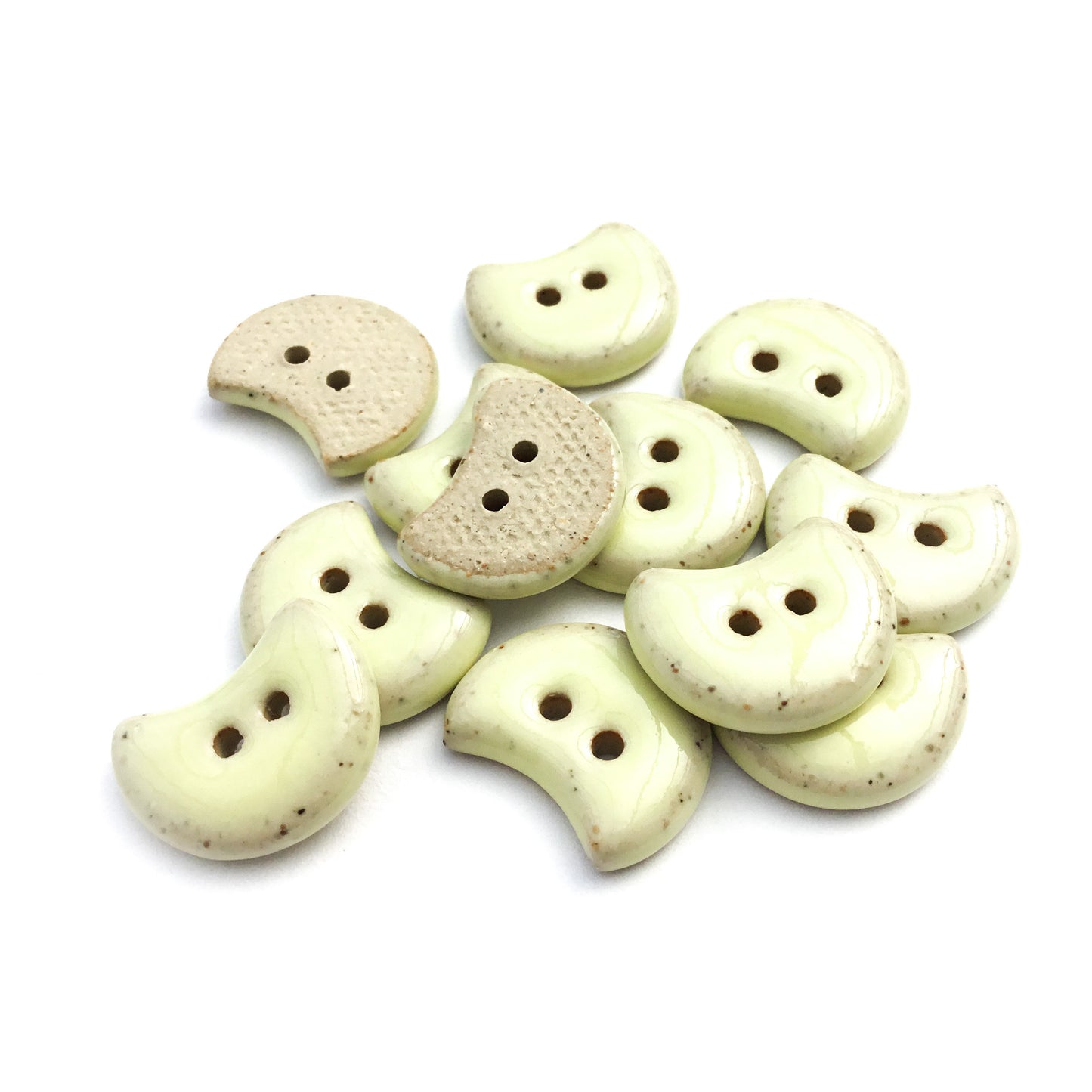 Light Yellow Moon Crescent Stoneware Buttons 3/4"