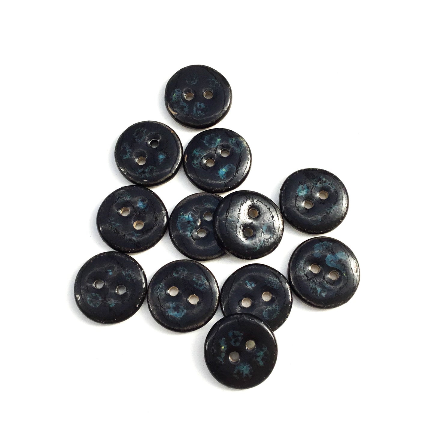 Black & Turquoise Stoneware Buttons  3/4"