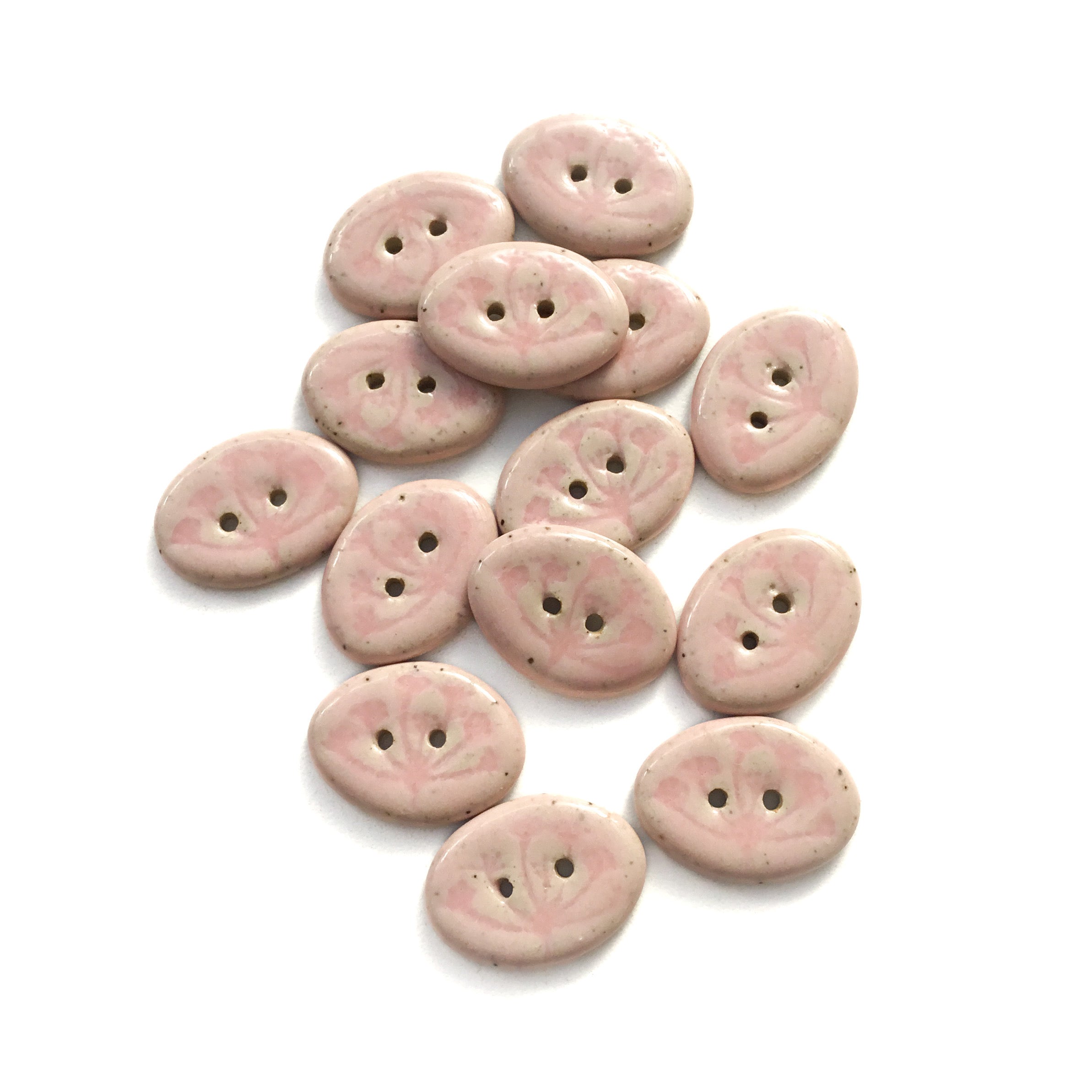 Pink Stone Button Soft Pink 'Umbel' Stoneware Button 5/8