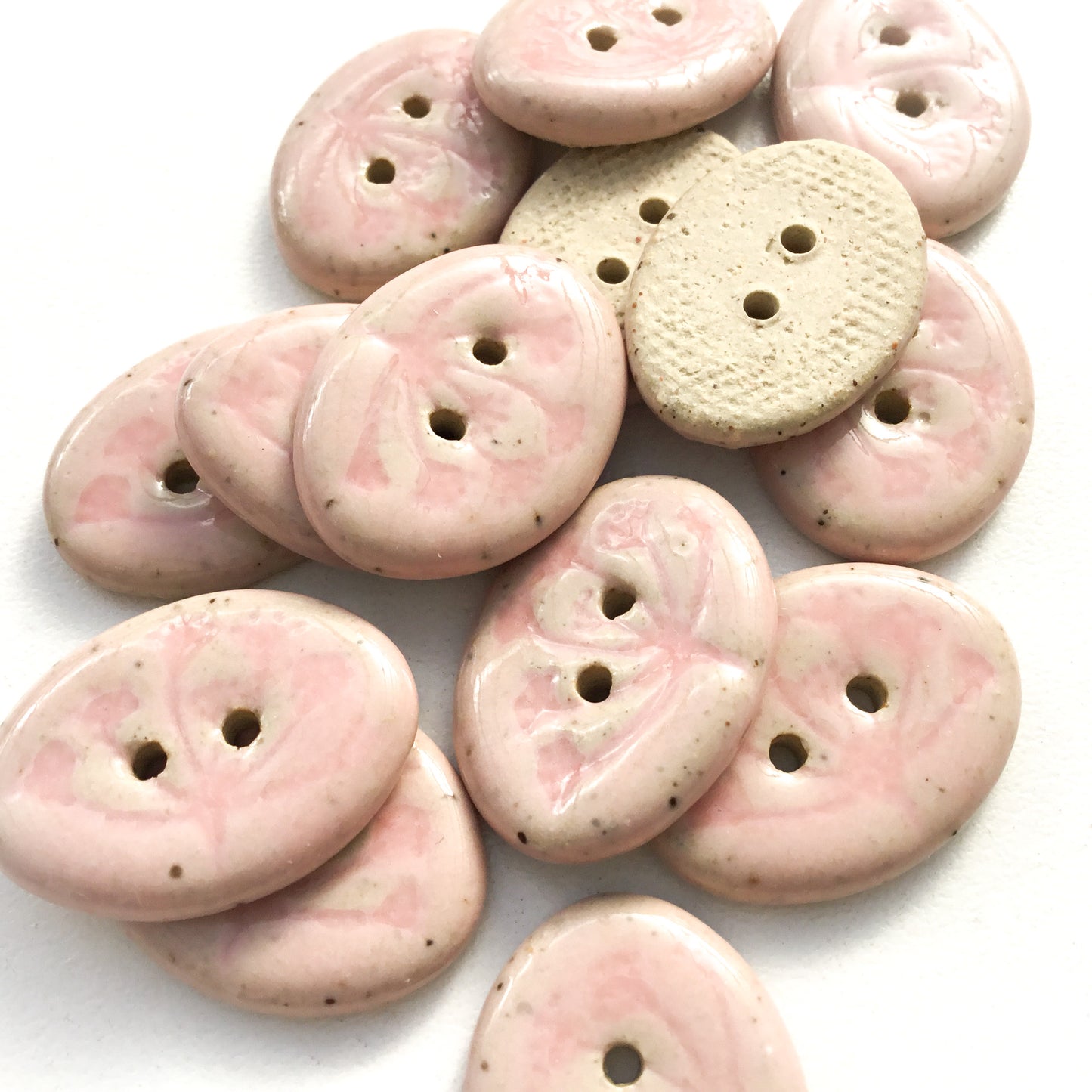 Soft Pink 'Umbel' Stoneware Button  5/8" x 7/8"